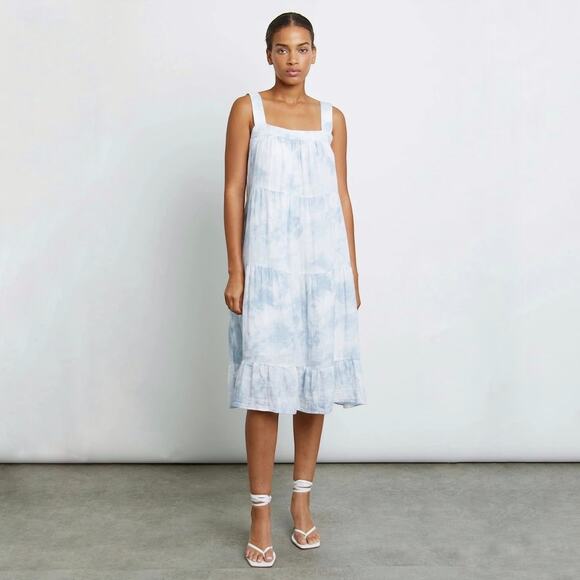 Rails Amaya Dress Tiered Tie Dye Blue White A Line Shift Size Medium - Picture 1 of 8
